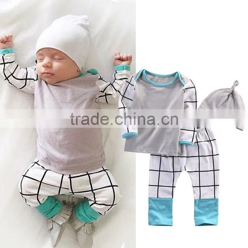 3PCS Set Newborn Baby Clothes Casual Long Sleeve T Shirt Tops + Pants Legging