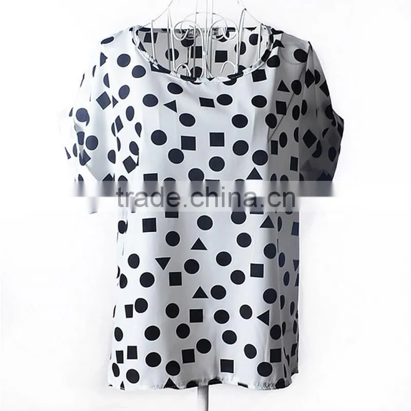 2017 new design ladies print chiffon style blouse