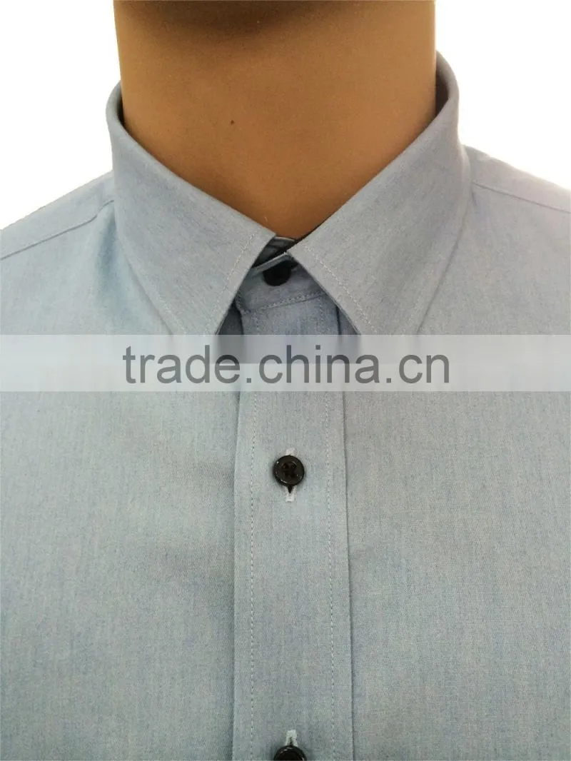 2017 new design men's denim casual shirt with contrast sleeve