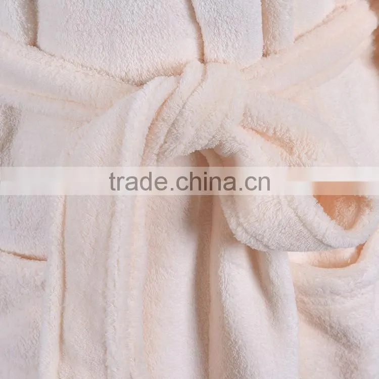 Knee length coral fleece women bathrobe plush sleepwear