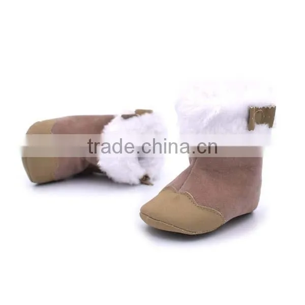 winter warm lovely bowknot anti-slip baby cotton walking shoes