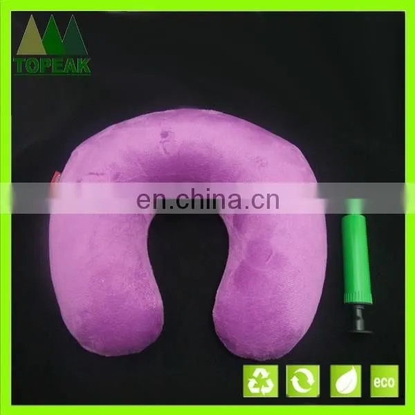 Inflatable U-shape PVC velvet cover inflatable Travel neck pillow