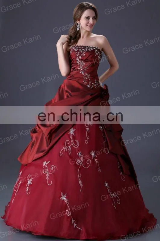 Grace karin long floor length red Prom Wedding Evening Dress Bridal Gown CL2516