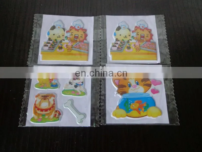 Fashion design promotional colorful lovely cartoon small puffy stickers