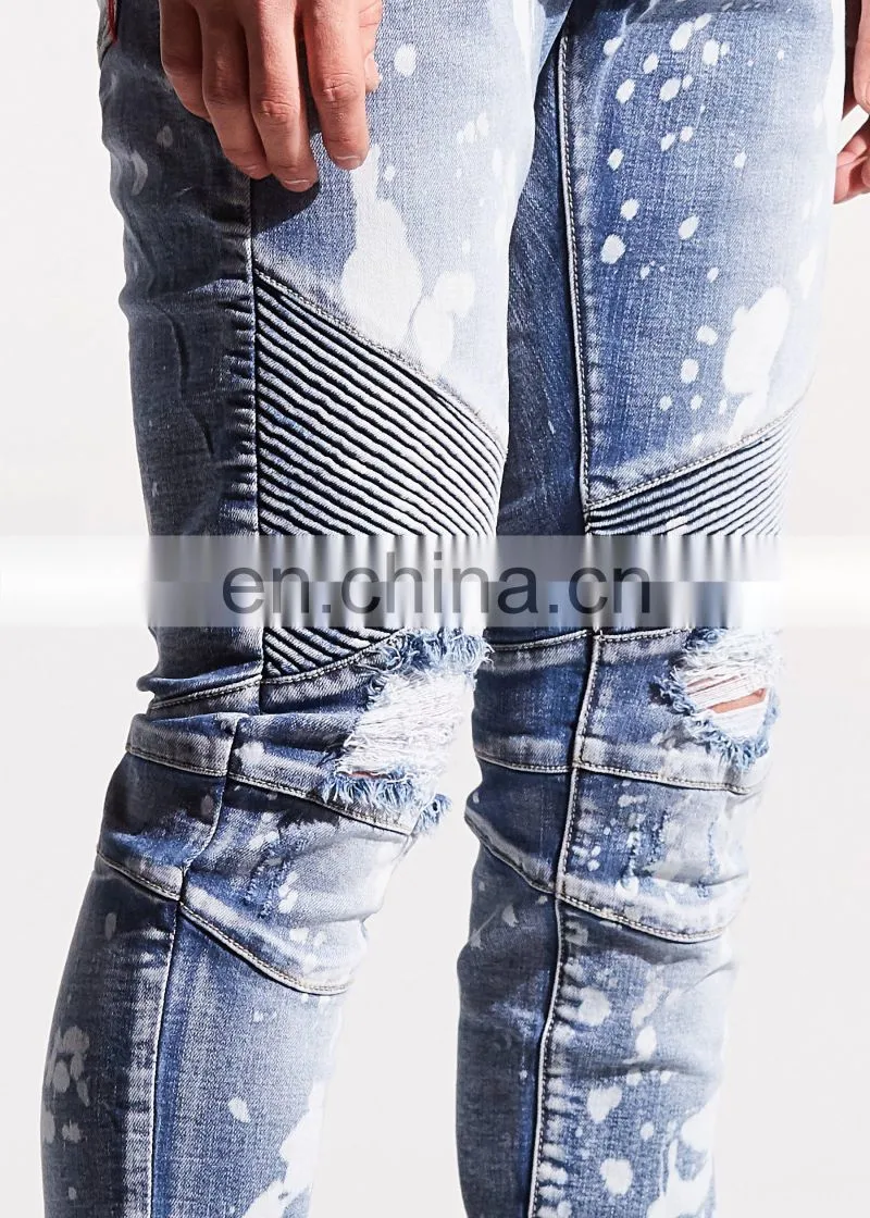 DiZNEW Custom Patchwork Unbranded Ripped Skinny Jeans For Men