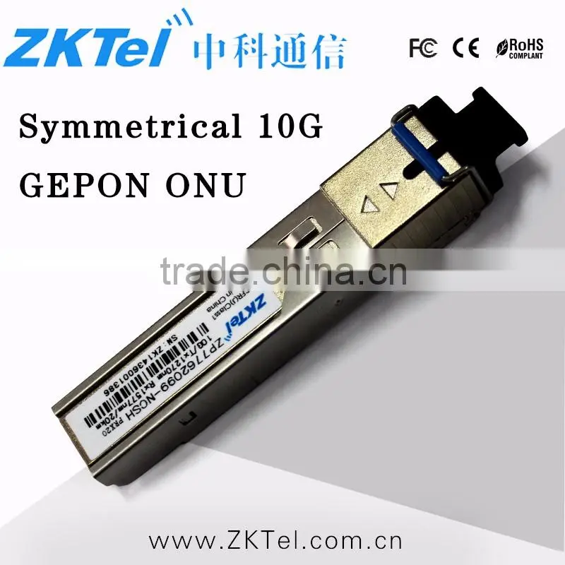 Symmetrical 10G GEPON ONU SFP+ 20km optical module, commercial temperature, SC connector