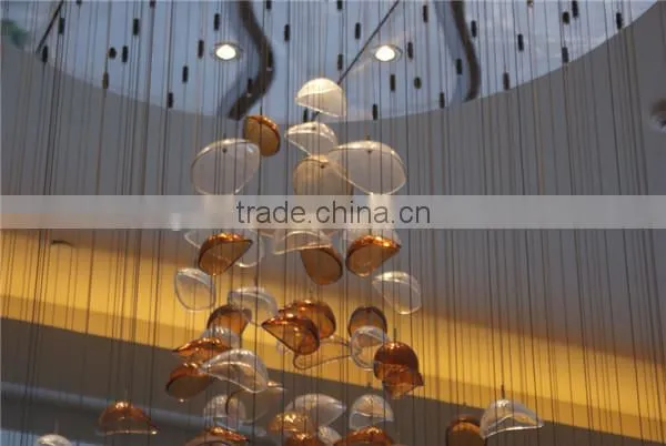 Blue Color Art Blown Glass Chandelier Light Fixture
