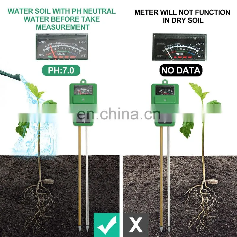 US Free Ship ALLOSUN ETP300C 3 in 1 Moisture Light Analog PH Meter Photometer Portable Hygrometer Acidimeter Garden Soil Tester