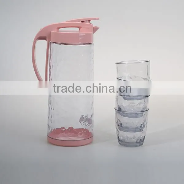 Eco-friendly 2L plastic milk pitcher with lid & 300ml cups