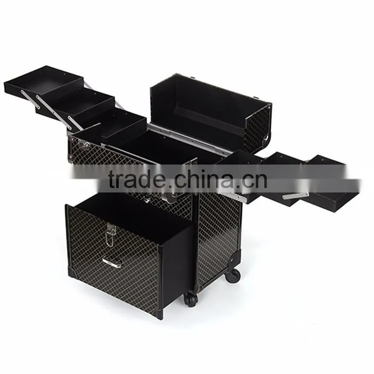 PVC material trolley makeup case with drawers