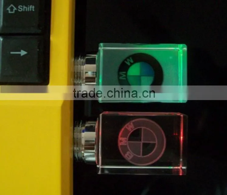 LED red green blue white light USB flash driver crystal usb flash driver