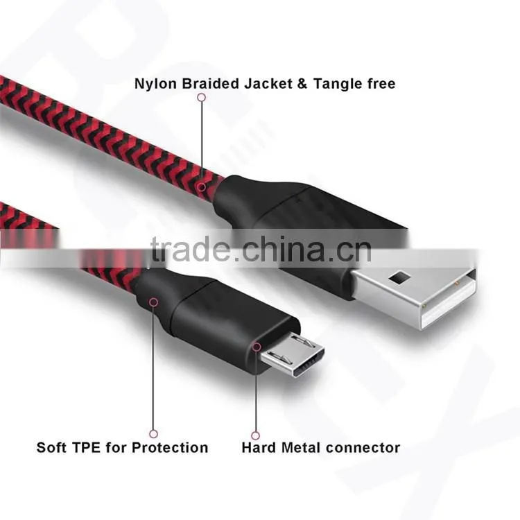 Sturdy Nylon Braided Micro USB Charging Data Cable