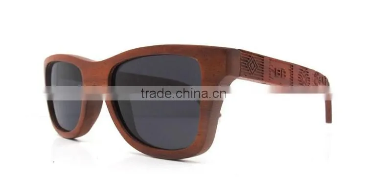 High end elegant engraving wood sun glasses
