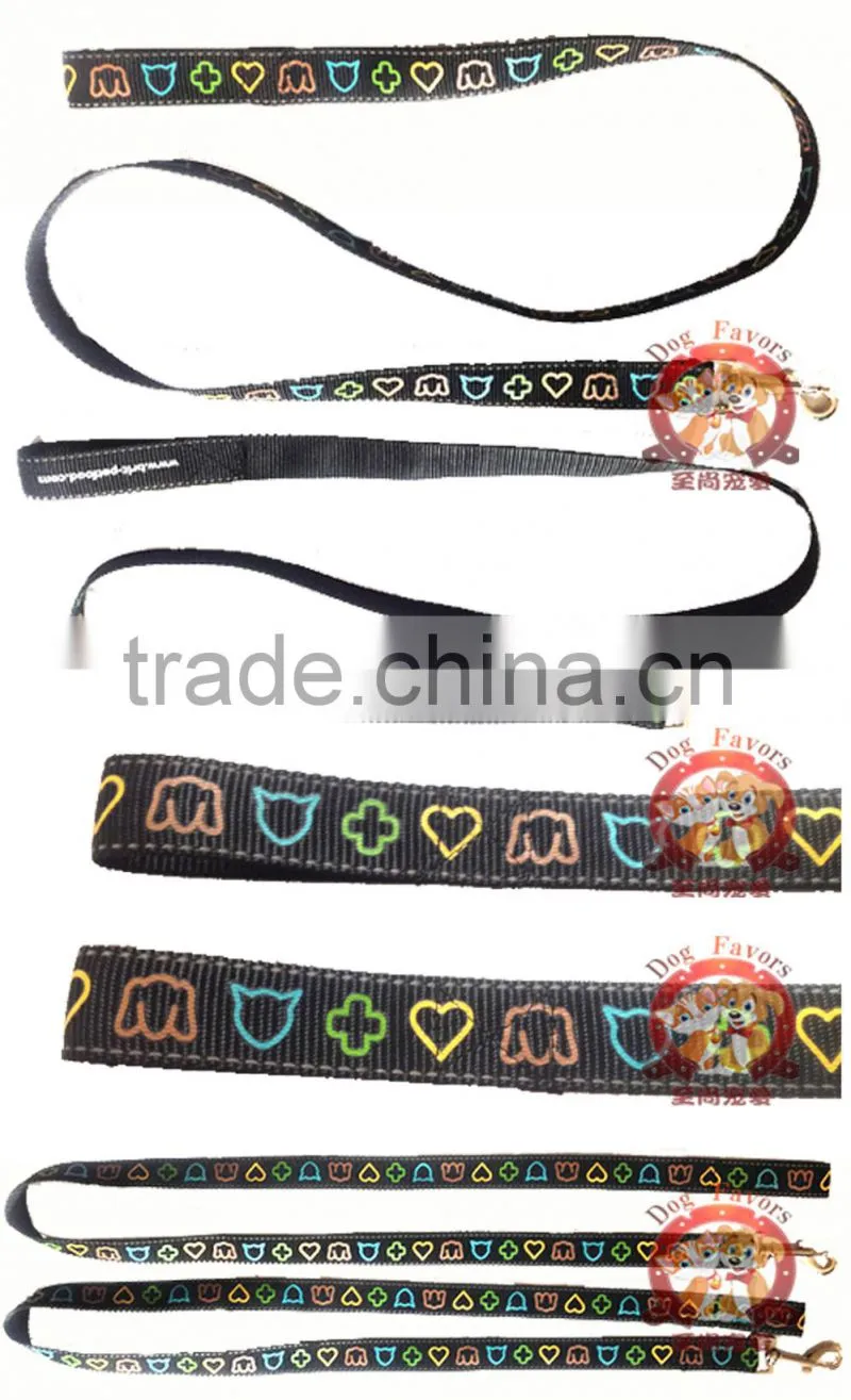 Custom manufacturer of high-strength nylon multicolor printing color quality pet leash dog pet rope fixed