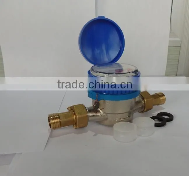 Small light brass single flow water meter DN15-DN25