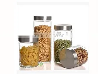 Candy glass storage jar sealed cans straight dry fruit flower pot with silver screw cap