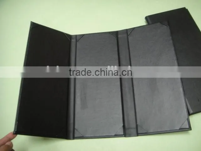 Tri-folding 4.5*11'' PU Leather Drink Menu Folder