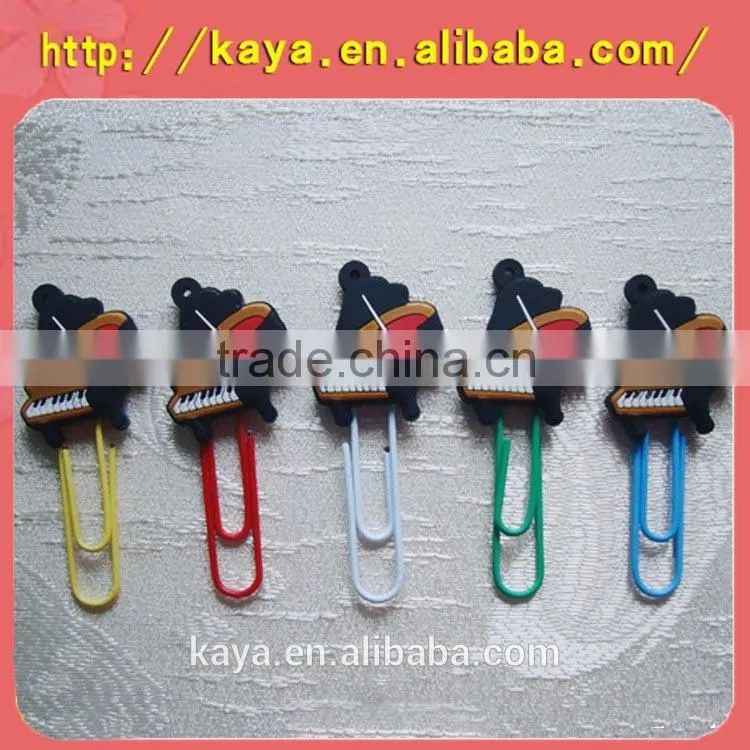 Cute soft PVC cartoon 2d rubber book clip for stationery gifts