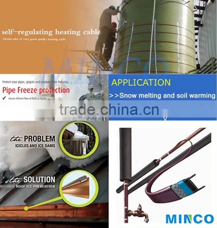 13mm 230V PE outer jacket non-toxic self regulating heating cable for drinking water pipe freeze protection