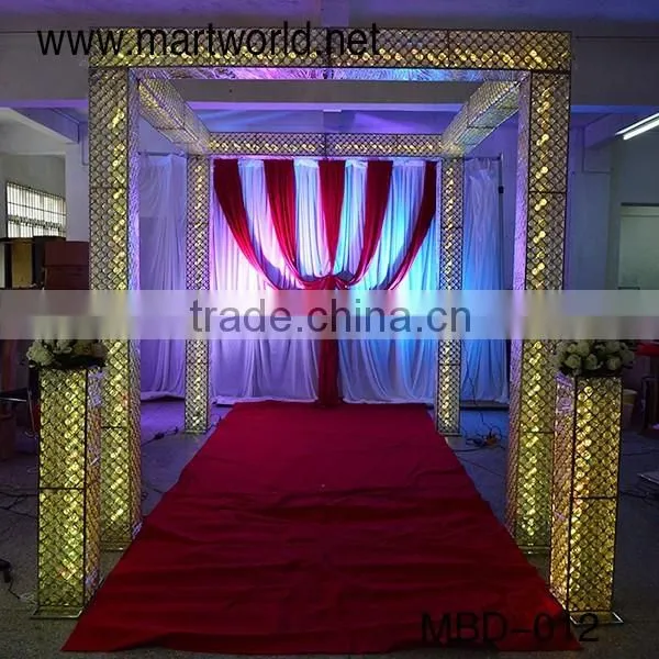 luxury silver suqar party decoration wedding stage mandap decoration crystal wedding arch for weddings, party , event(MBD-012)