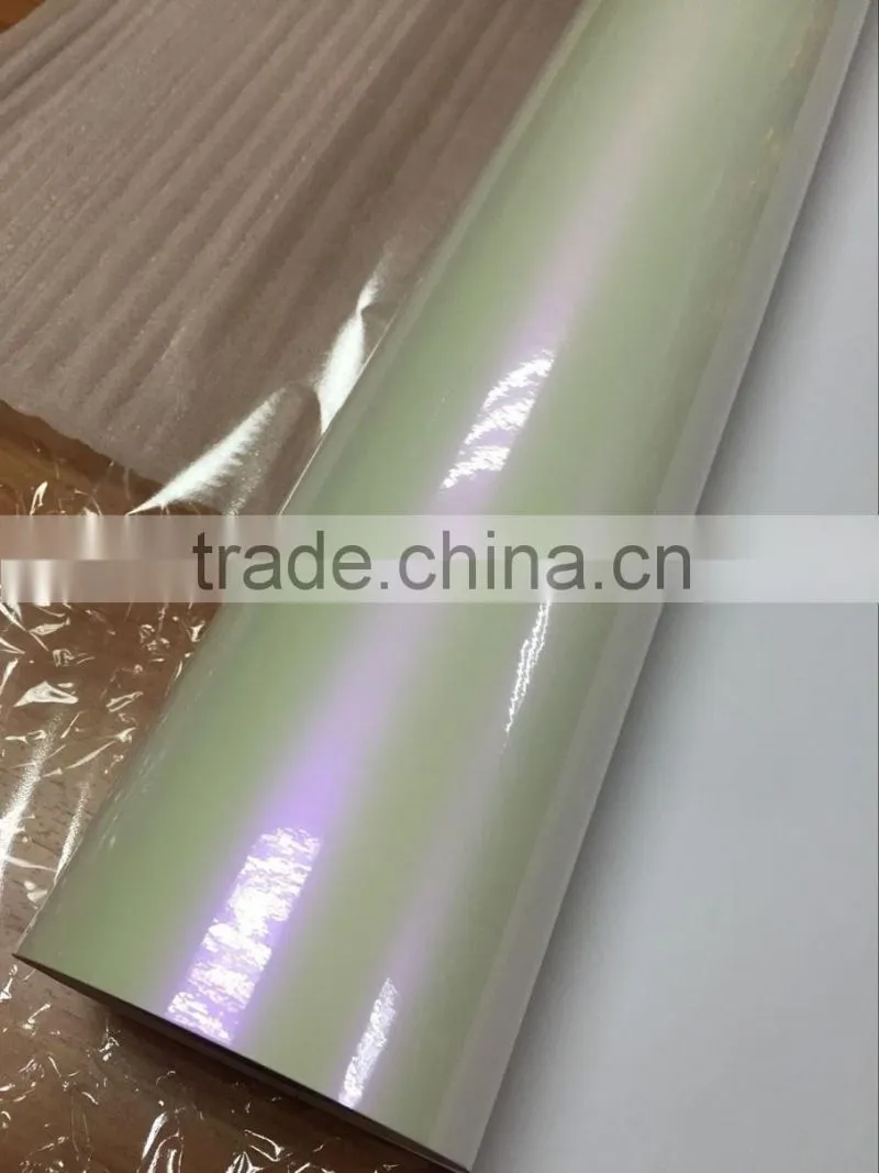 pearl white car wrap film 1.52*20m with air free bubbles , chameleon pearl white to purple car wrap film