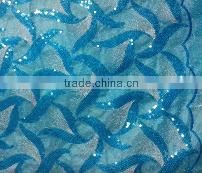 2015 new sequence embroidery fabric sequin lace fabric China supplier