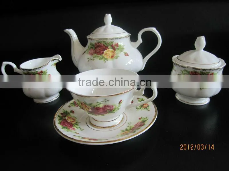 15pcs decal bone china coffee set with royal designs