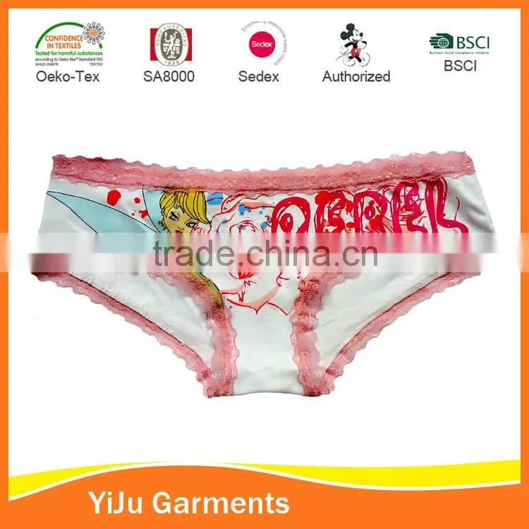 Girl's lace printed colourful carton cotton spandex shorty