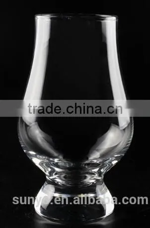Open wide mouth leadfree crystal whisky glass green lines on body with gift box high quality