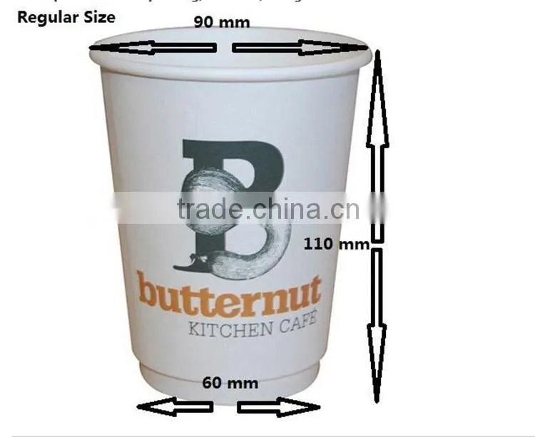 Eco-friendlly Hot drink disposable pe coated 12oz double wall paper cup