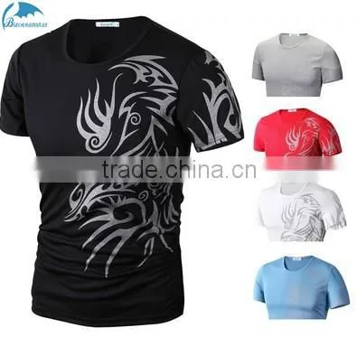 Foreign trade preferential wholesale fashion euramerican style big yards Dragon pattern printed t-shirts round collar