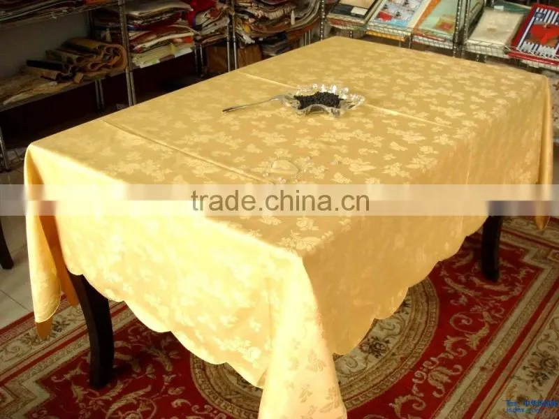 2016 hot sale high quality round polyester jacquard table cloth for wedding banquet