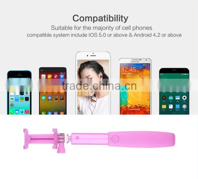2016 New Factory Monopod Bluetooth Selfie Stick with Bluetooth Shutter Button