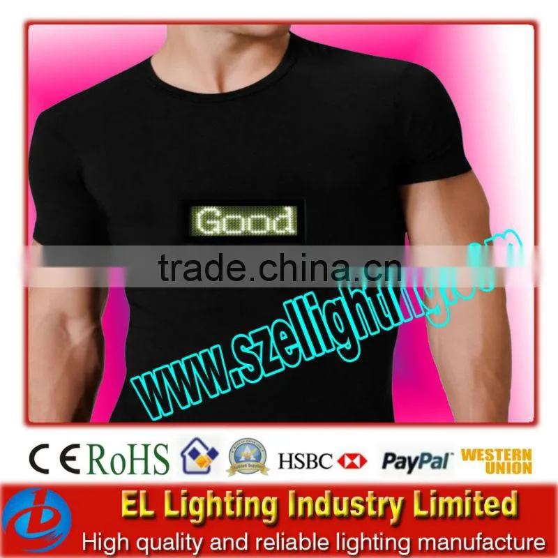 the new wireless inverter el t-shirt/ 100% cotton el t-shirt/DIY el t-shirt/1year warranty