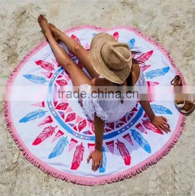 2016 high quality personalized custom round printed beach towel