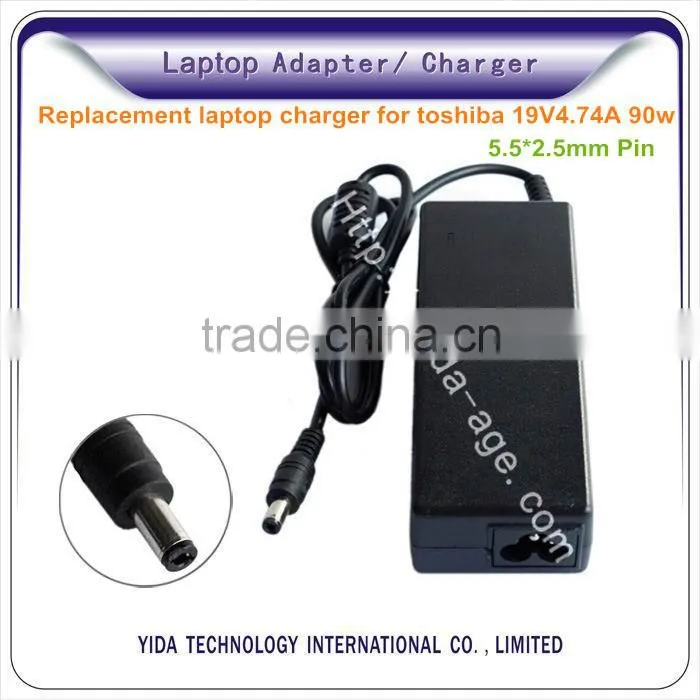 Plug in replacement 90w laptop charger for toshiba 19V4.74A 5.5*2.5mm