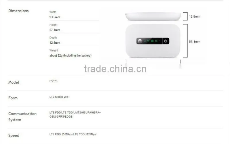 Huawei E5373 LTE FDD1800/2100/2600Mhz TDD2600Mhz HSPA+ 2100Mhz CDMA20001X EVDO 800Mhz Cat4 150Mbps Wireless Mobile pocket Modem