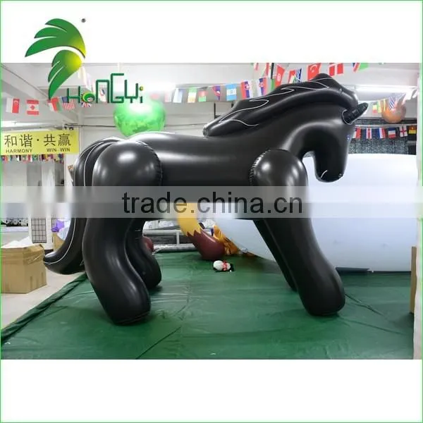 Hongyi Hot Sale Giant Inflatable Black Horse / Large Inflatable Cartoon Horse Toys For Sitting
