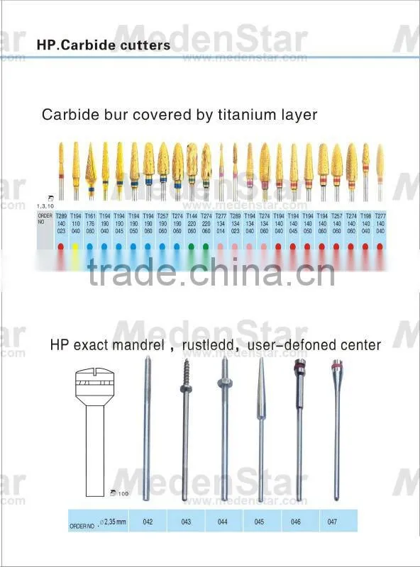 2014 popular high quality dental carbide cutters