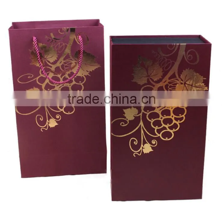 Elegant cheap 2 bottle wine box for gift