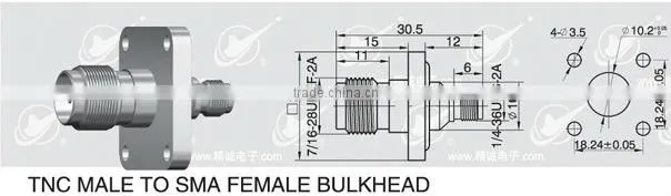 Waterproof connector flange mount TNC female to SMA female adapter rf connector 50ohm