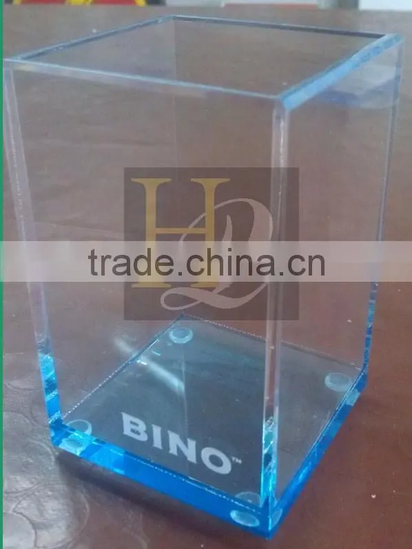Big discount blue color square acrylic hollow display box