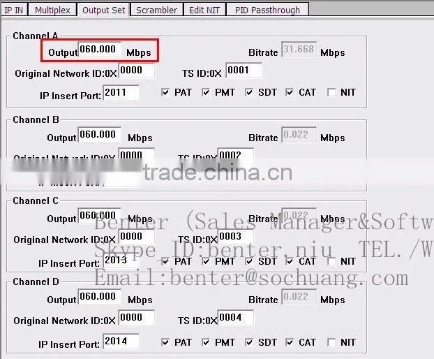IP multplexer scrambler (64*IP-UDP/multicast Gigabit in,4*ASI out)