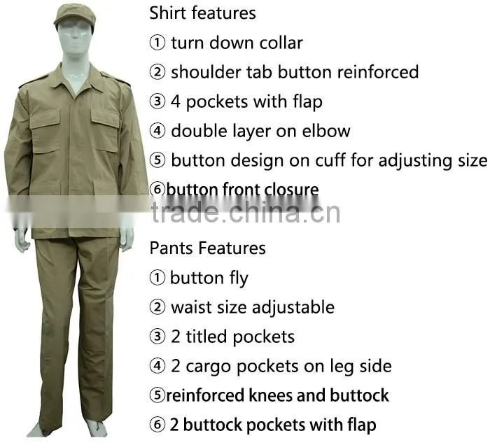 new arrival army combat suits khaki camouflage military uniform suits