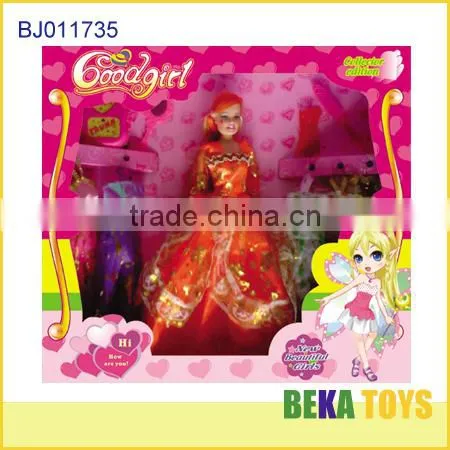 good girl plastic doll with 5 sets of skirts beautiful girl set dolls