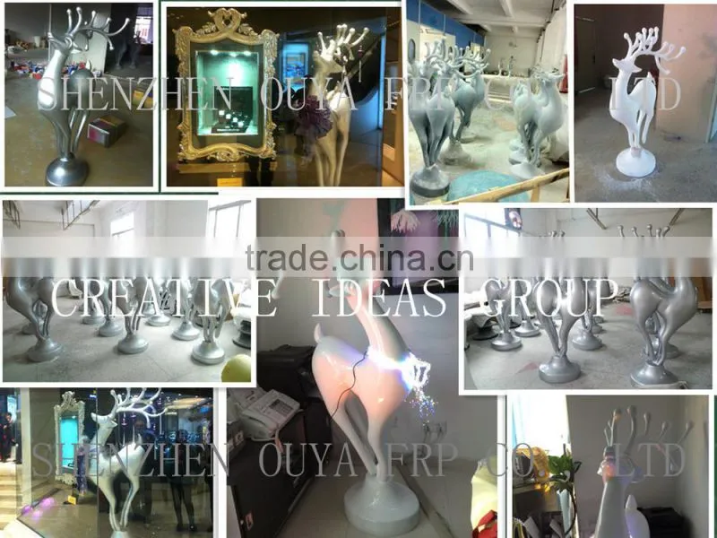 Fiberglass Silver Sculpture deer, Christmas Indoor Decorating Reindeer