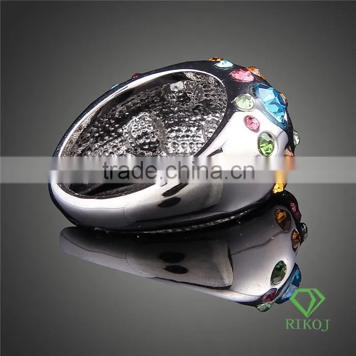 multi-color austrian crystal 18k white gold GP o ring