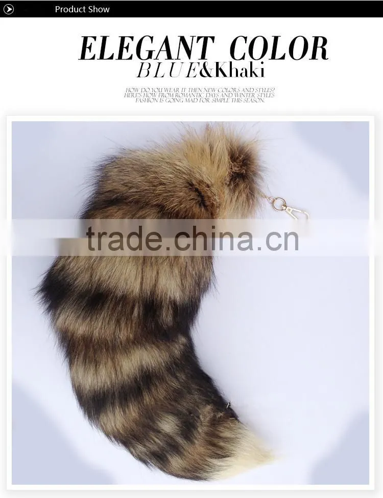 Natural Silver Fox Tail Fur Keychain / Fox Fur Tail keychain / Dye Colorful Fox Tail Keychain