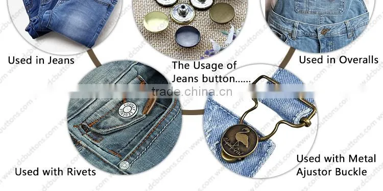Plating decorative metal rivets fasteners studs button denim pant jeans