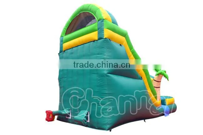 inflatable palm tree water slide, inflatable water slide pool, tropical water slide